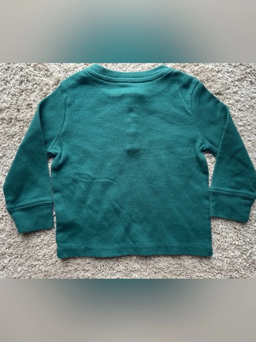 The Children’s Place Toddler Waffle Knit Henley Shirt Green Long Sleeve 12-18M